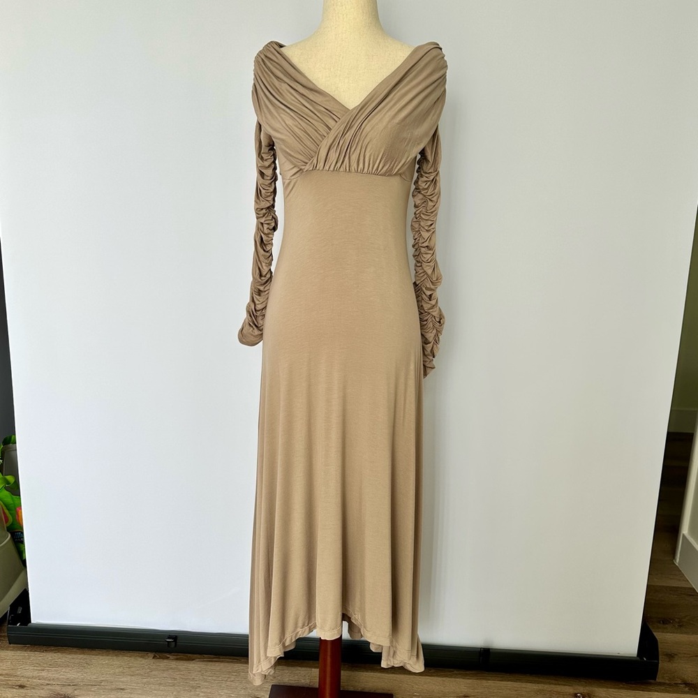 L’Academie Elegant Tan Long Sleeve Dress